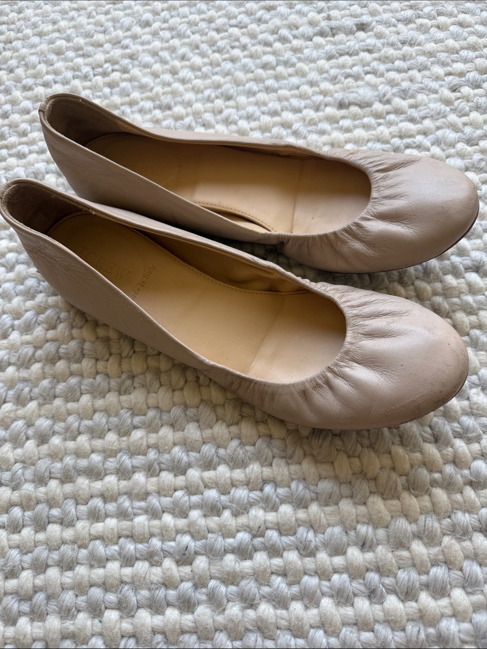 J. Crew Leather Ballet Flats in Neutral cream